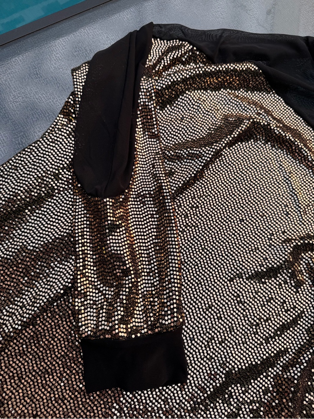 Nine West Black Mesh Top with Gold Sequin Accents - Picture 4 of 10